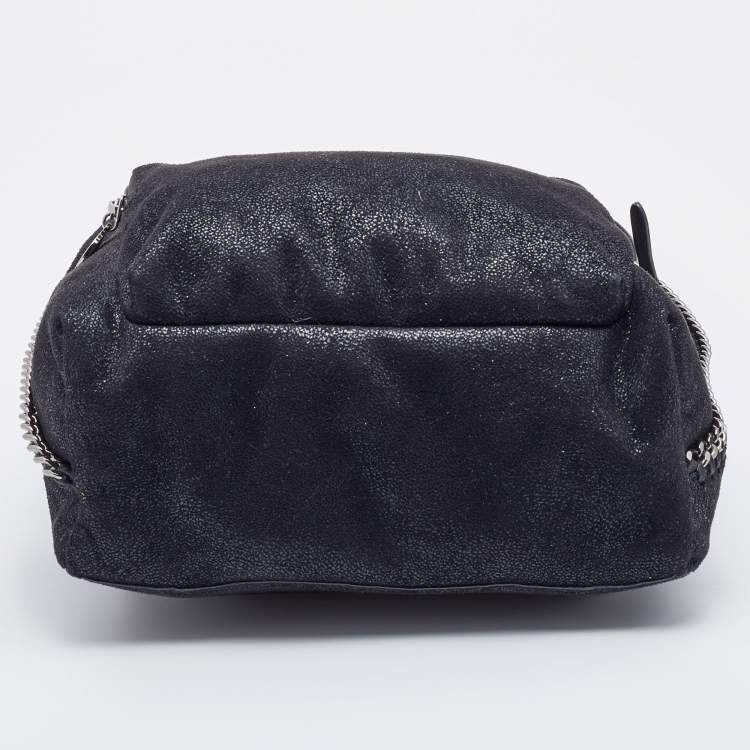 Pre Owned Stella McCartney Black Quilted Faux Leather Mini Falabella Backpack