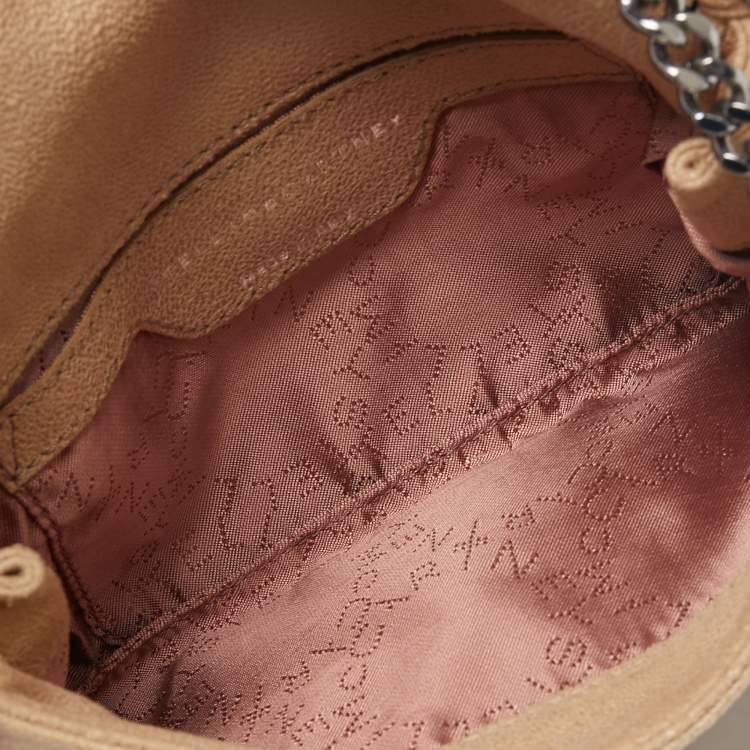 Pre Owned Stella McCartney Beige Faux Suede Falabella Flap Shoulder Bag