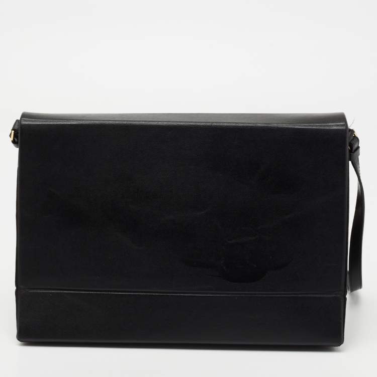 Pre Owned Stella McCartney Black Faux Leather Flap Shoulder Bag