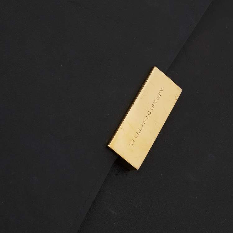 Pre Owned Stella McCartney Black Faux Leather Flap Shoulder Bag