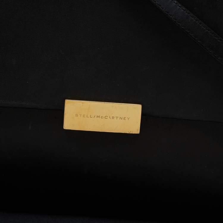Pre Owned Stella McCartney Black Faux Leather Flap Shoulder Bag
