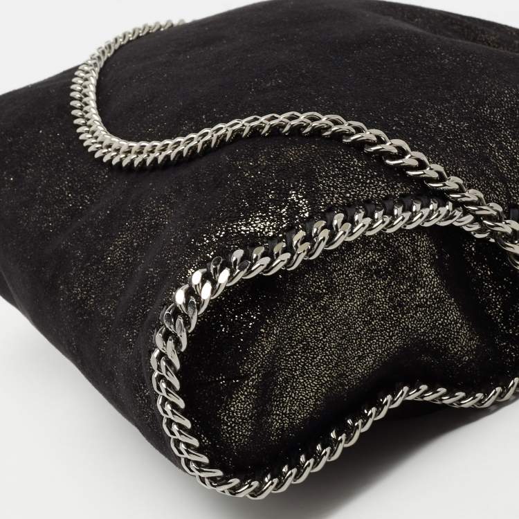 Pre Owned Stella McCartney Metallic Black Faux Leather Small Falabella Tote
