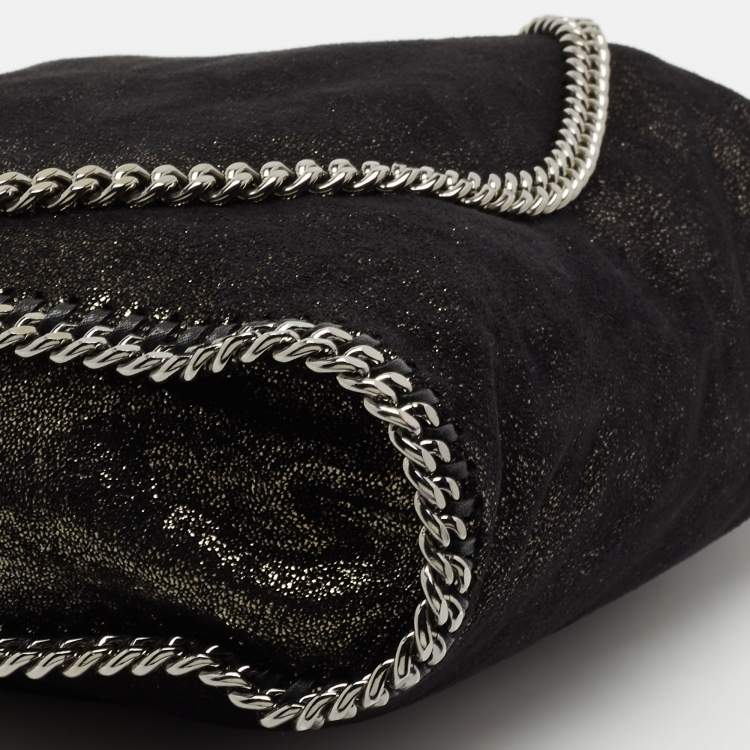 Pre Owned Stella McCartney Metallic Black Faux Leather Small Falabella Tote