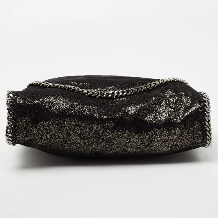 Pre Owned Stella McCartney Metallic Black Faux Leather Small Falabella Tote