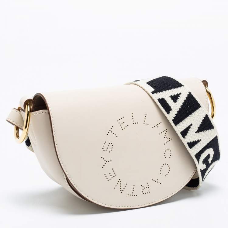Pre Owned Stella McCartney Cream Leather Half-Moon Flap Shoulder Bag