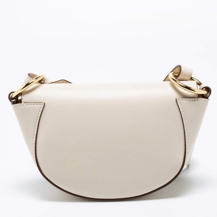 Pre Owned Stella McCartney Cream Leather Half-Moon Flap Shoulder Bag