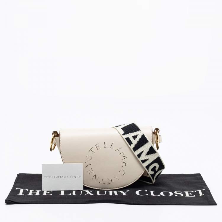 Pre Owned Stella McCartney Cream Leather Half-Moon Flap Shoulder Bag