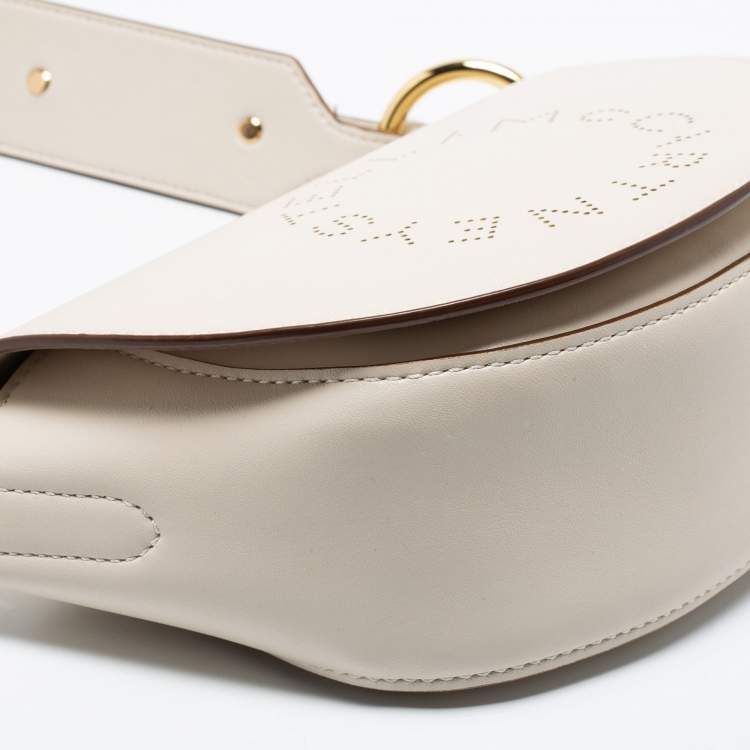 Pre Owned Stella McCartney Cream Leather Half-Moon Flap Shoulder Bag