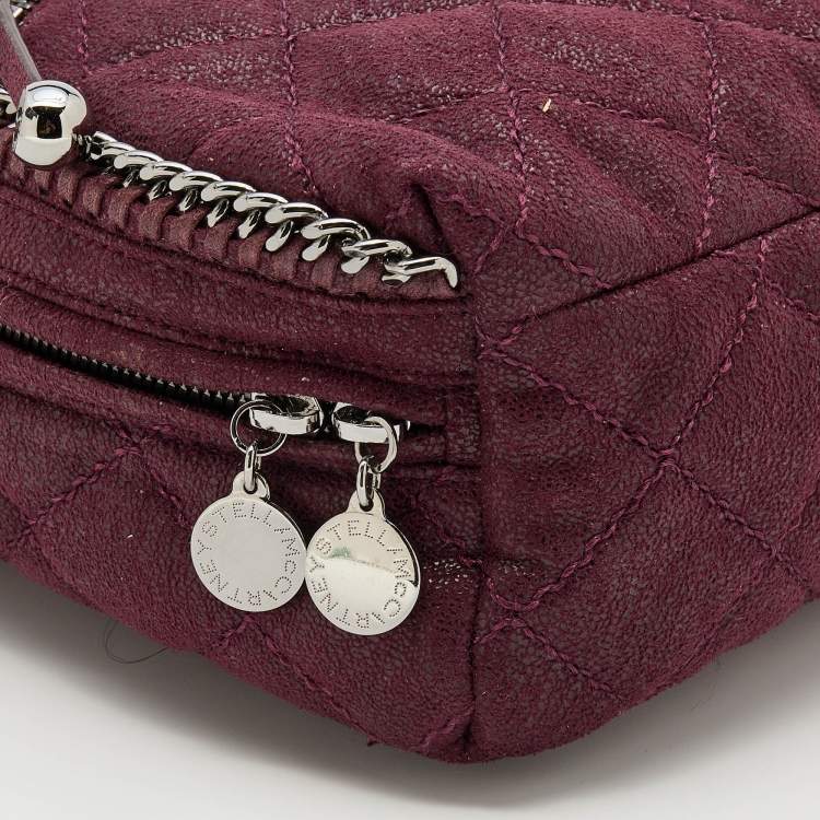 Pre Owned Stella McCartney Burgundy Quilted Faux Suede Shaggy Backpack