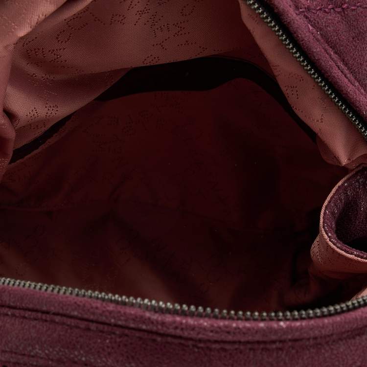Pre Owned Stella McCartney Burgundy Quilted Faux Suede Shaggy Backpack
