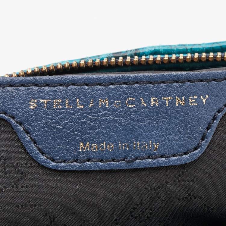 Pre Owned Stella McCartney Blue Faux Python Embossed Leather Side Chain Detail Clutch
