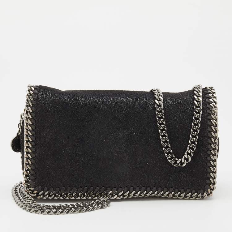 Pre Owned Stella McCartney Black Faux Suede Falabella Crossbody Bag