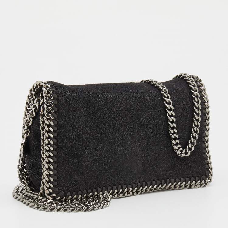 Pre Owned Stella McCartney Black Faux Suede Falabella Crossbody Bag