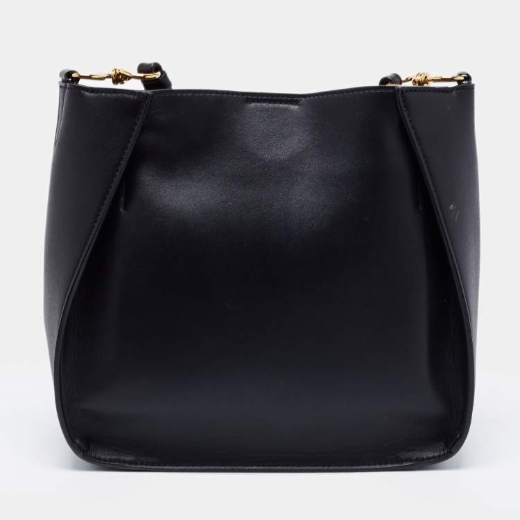 مملوكة مسبقًا Stella McCartney Black Faux Leather Perforated Logo Shoulder Bag