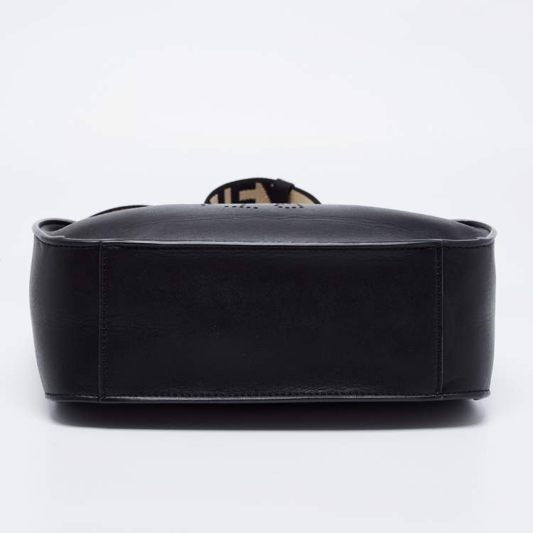 مملوكة مسبقًا Stella McCartney Black Faux Leather Perforated Logo Shoulder Bag