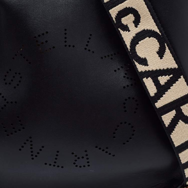 مملوكة مسبقًا Stella McCartney Black Faux Leather Perforated Logo Shoulder Bag