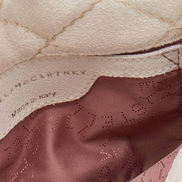 Pre Owned Stella McCartney White Quilted Faux Leather Falabella Shaggy Deer Flap Bag