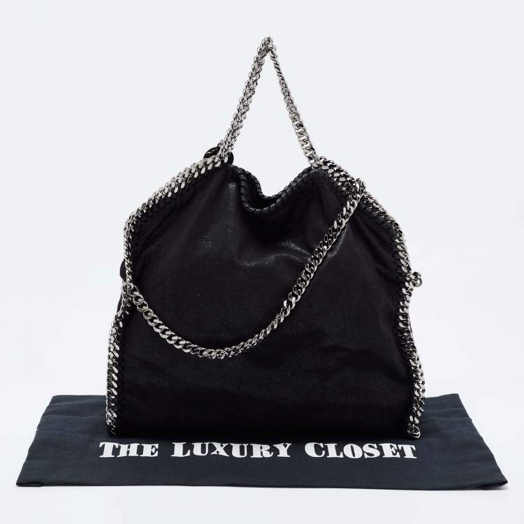Pre Owned Stella McCartney Black Faux Suede Small Falabella Tote