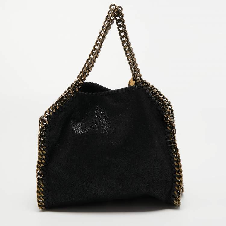 Pre Owned Stella McCartney Black Faux Leather Mini Falabella Tote