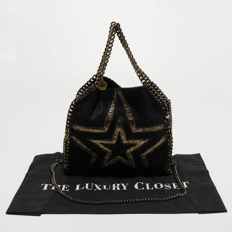 Pre Owned Stella McCartney Black Faux Leather Mini Falabella Tote