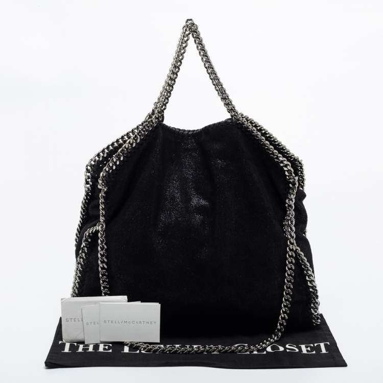 Pre Owned Stella McCartney Black Faux Leather Falabella Fold-Over Tote