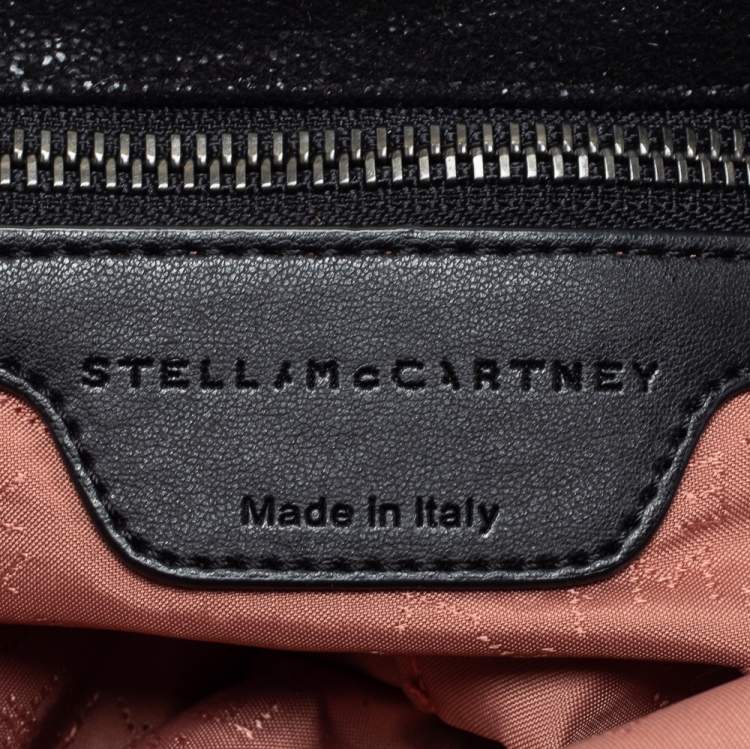 Pre Owned Stella McCartney Black Faux Leather Falabella Fold-Over Tote