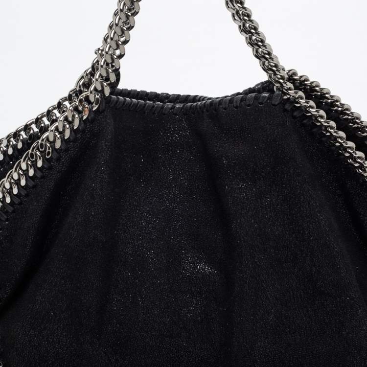 Pre Owned Stella McCartney Black Faux Leather Falabella Fold-Over Tote