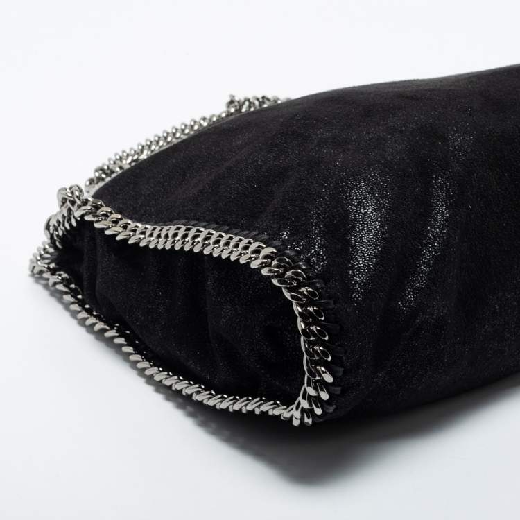 Pre Owned Stella McCartney Black Faux Leather Falabella Fold-Over Tote