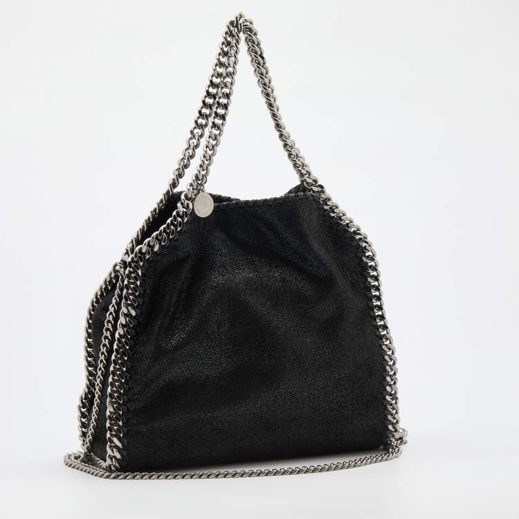 Pre Owned Stella McCartney Black Faux Leather Mini Falabella Tote