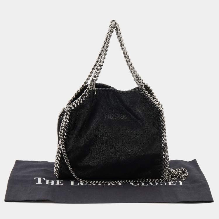 Pre Owned Stella McCartney Black Faux Leather Mini Falabella Tote
