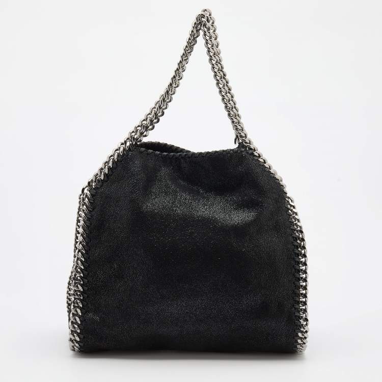 Pre Owned Stella McCartney Black Faux Leather Mini Falabella Tote