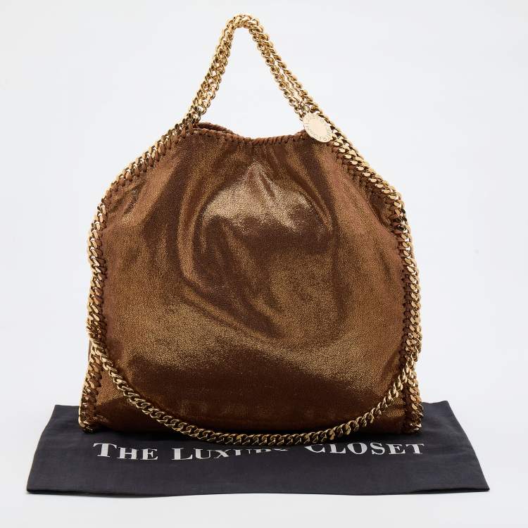 Pre Owned Stella McCartney Metallic Brown Faux Leather Small Falabella Tote