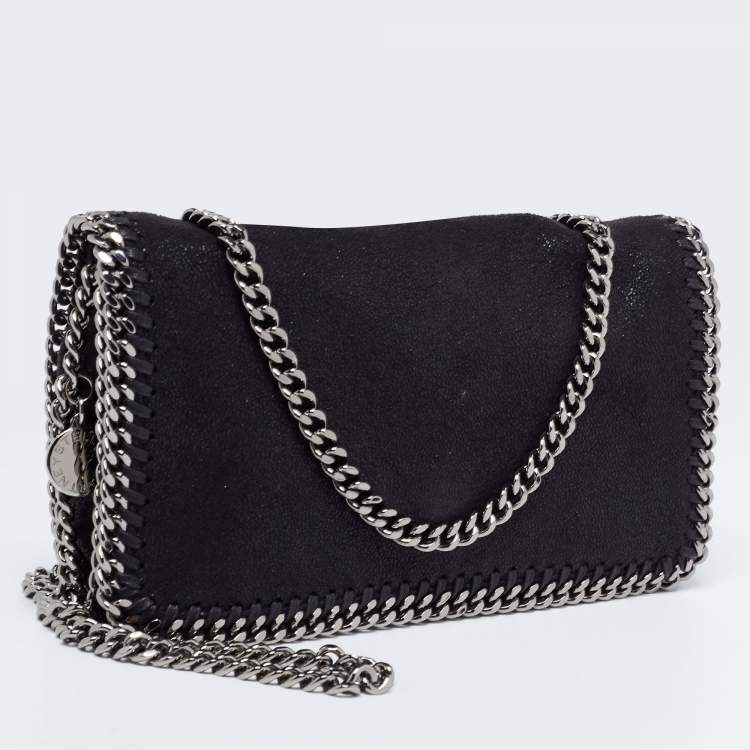 Pre Owned Stella McCartney Black Faux Suede Small Falabella Crossbody Bag