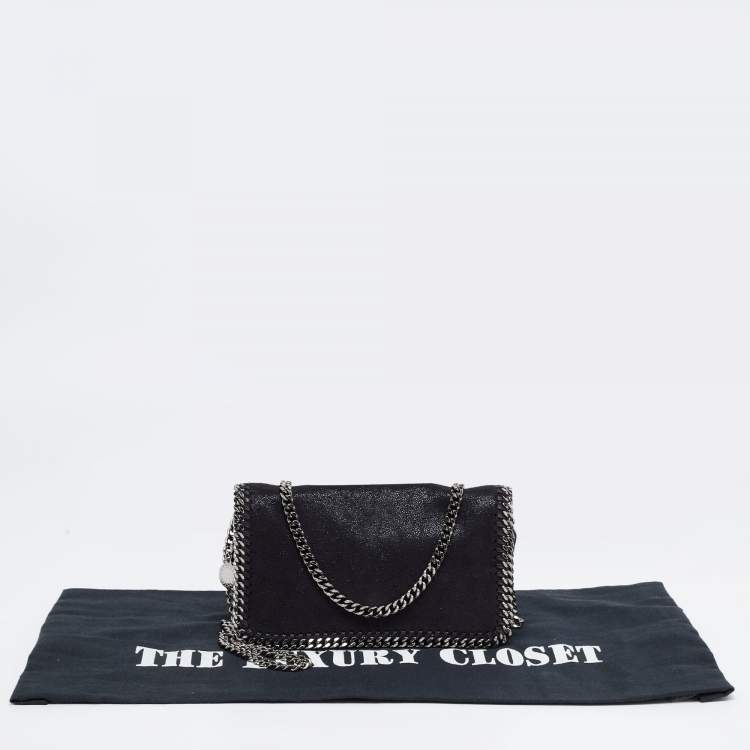 Pre Owned Stella McCartney Black Faux Suede Small Falabella Crossbody Bag
