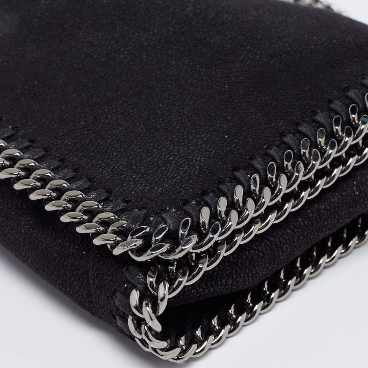 Pre Owned Stella McCartney Black Faux Suede Small Falabella Crossbody Bag