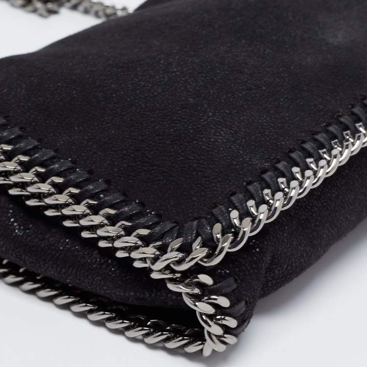 Pre Owned Stella McCartney Black Faux Suede Small Falabella Crossbody Bag
