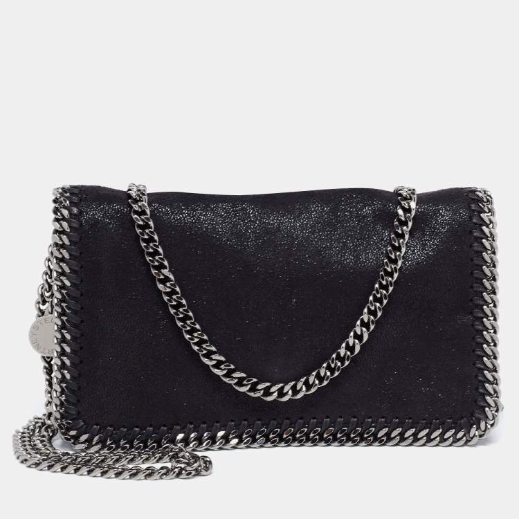 Pre Owned Stella McCartney Black Faux Suede Small Falabella Crossbody Bag