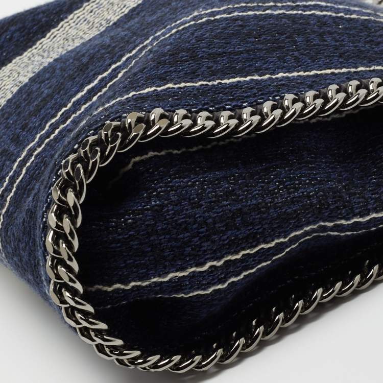 مملوكة مسبقًا Stella McCartney Striped Denim Mini Falabella Fold Over Crossbody Bag