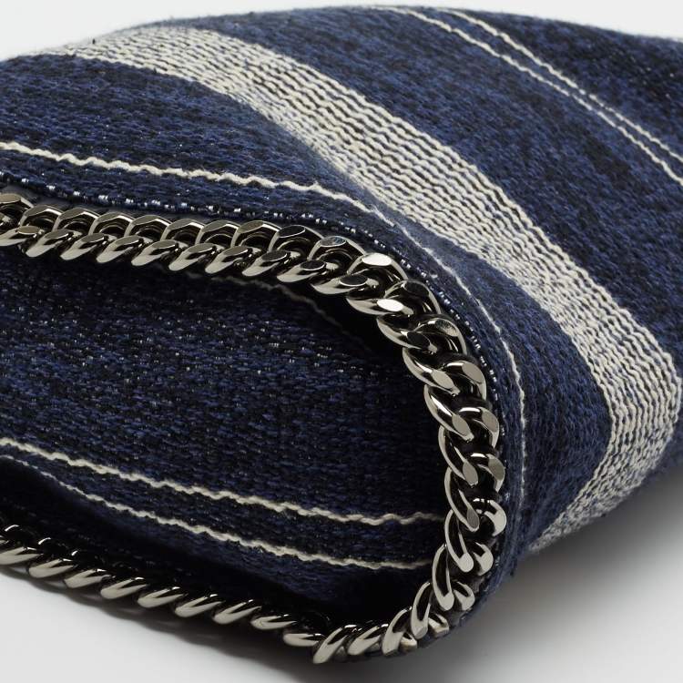 مملوكة مسبقًا Stella McCartney Striped Denim Mini Falabella Fold Over Crossbody Bag