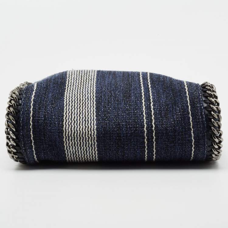 مملوكة مسبقًا Stella McCartney Striped Denim Mini Falabella Fold Over Crossbody Bag