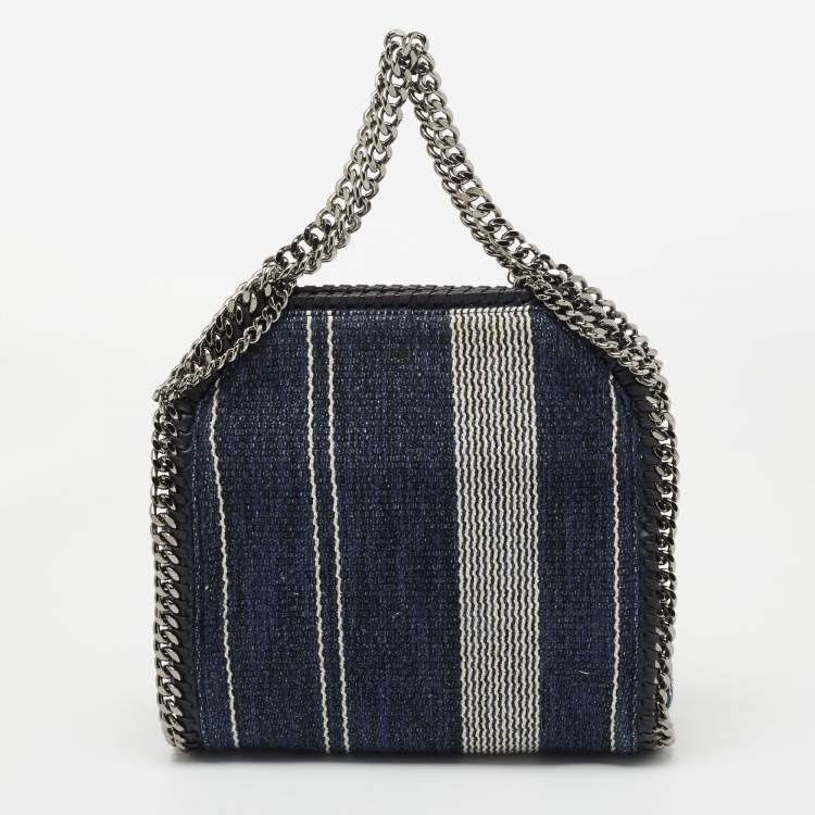 مملوكة مسبقًا Stella McCartney Striped Denim Mini Falabella Fold Over Crossbody Bag
