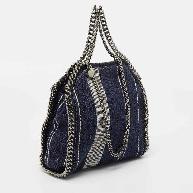 مملوكة مسبقًا Stella McCartney Striped Denim Mini Falabella Fold Over Crossbody Bag