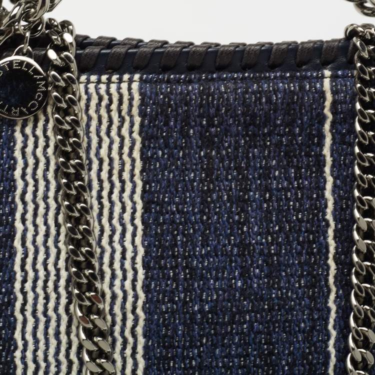 مملوكة مسبقًا Stella McCartney Striped Denim Mini Falabella Fold Over Crossbody Bag
