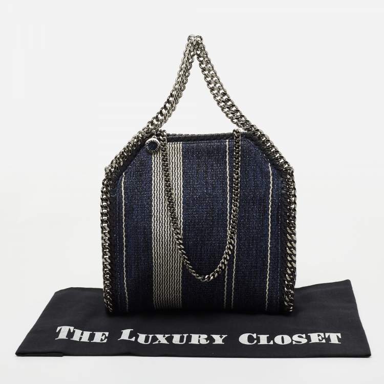 مملوكة مسبقًا Stella McCartney Striped Denim Mini Falabella Fold Over Crossbody Bag