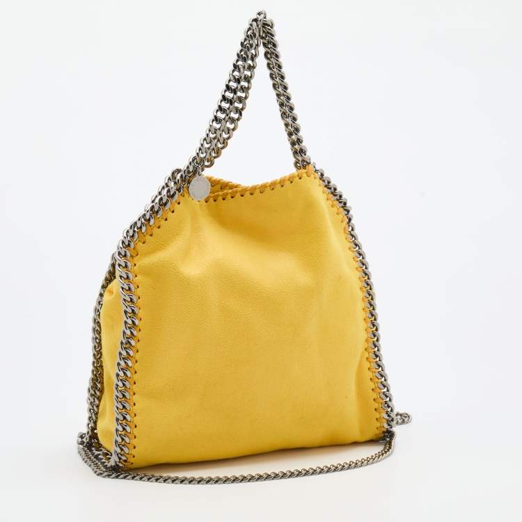 Pre Owned Stella McCartney Yellow Faux Suede Mini Falabella Tote