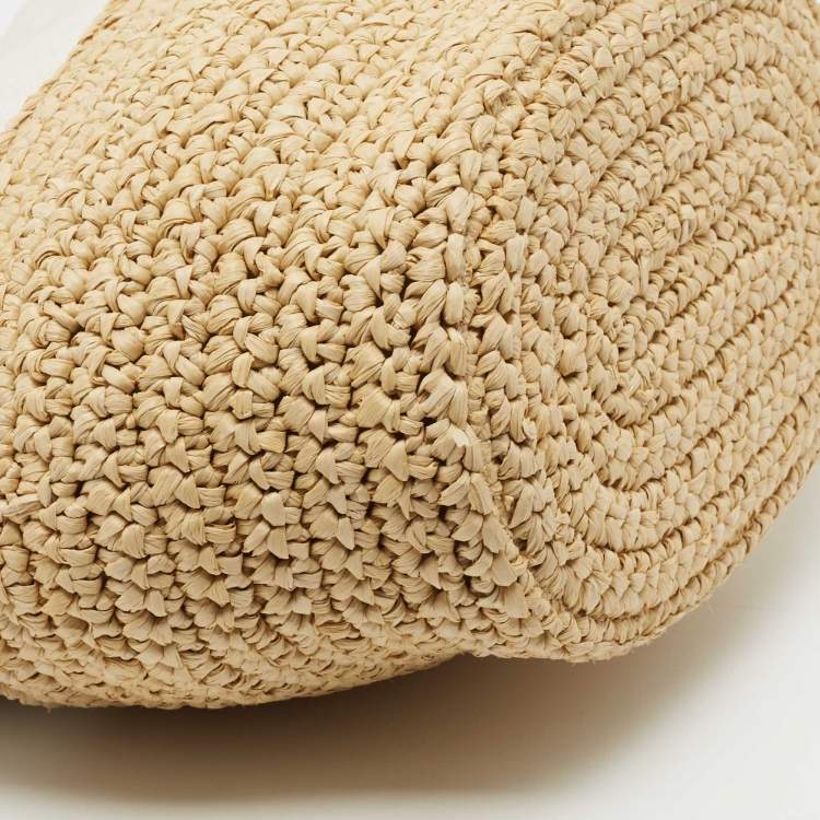 Pre Owned  Stella McCartney White Faux Suede and Raffia Medium Falabella Tote