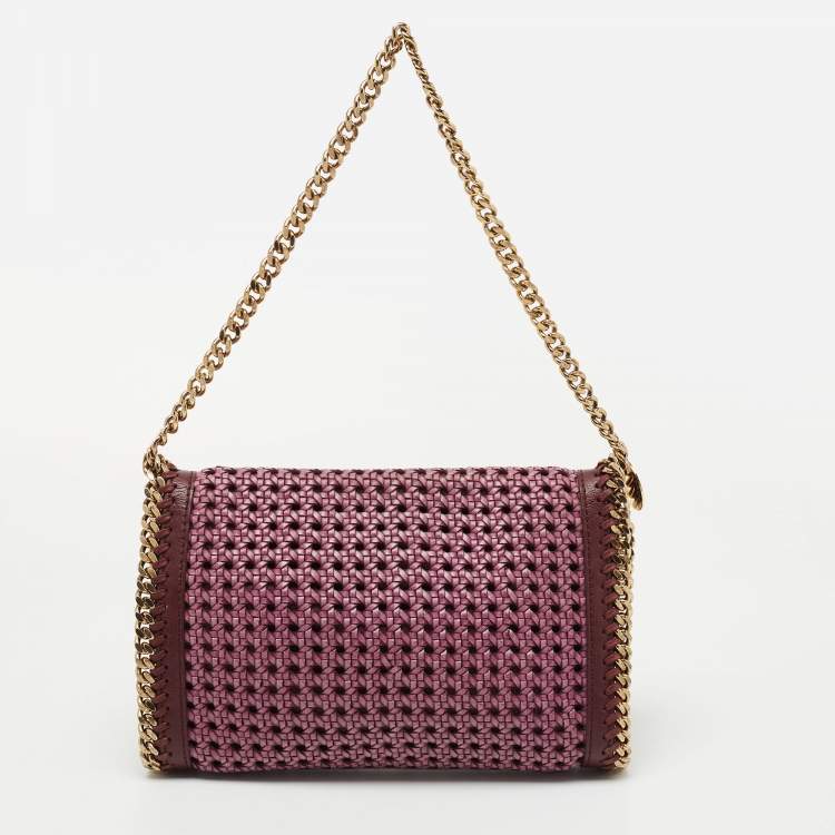 Pre Owned Stella McCartney Purple/Burgundy Woven Faux Leather Falabella Tote 