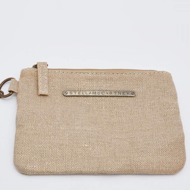 Pre Owned Stella McCartney Metallic Beige/Gold Jute Bow Hobo