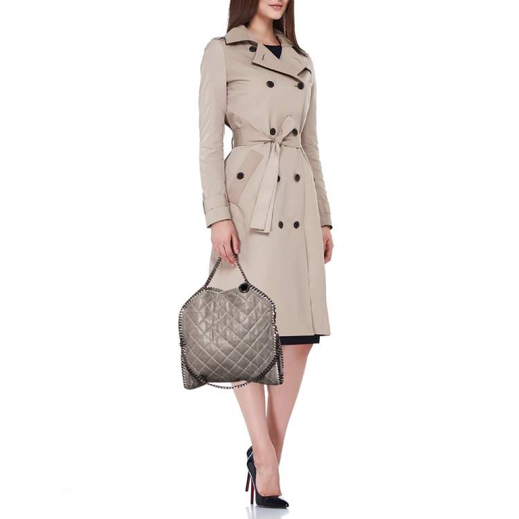 مملوكة مسبقًا Stella McCartney Grey Quilted Faux Leather Falabella Large Tote