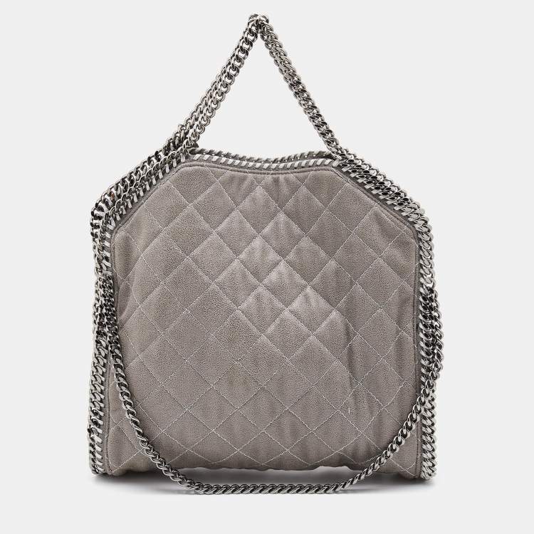 مملوكة مسبقًا Stella McCartney Grey Quilted Faux Leather Falabella Large Tote